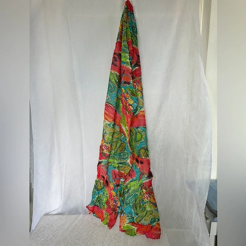 3/$20 💥 Colorful Lightweight Scarf Wrap Shawl Abstract Paisley Micro‎ Pleated